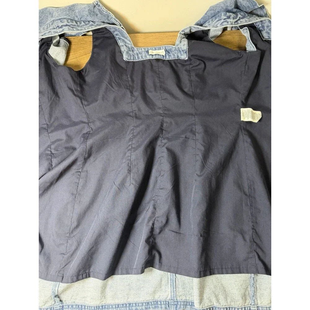 Avec Les Filles Women's Blue Denim Snap-Front Ruffle Western Dress Size Medium